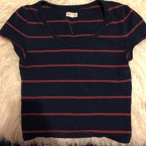 Urban outfitters striped short sleeve crop top.
